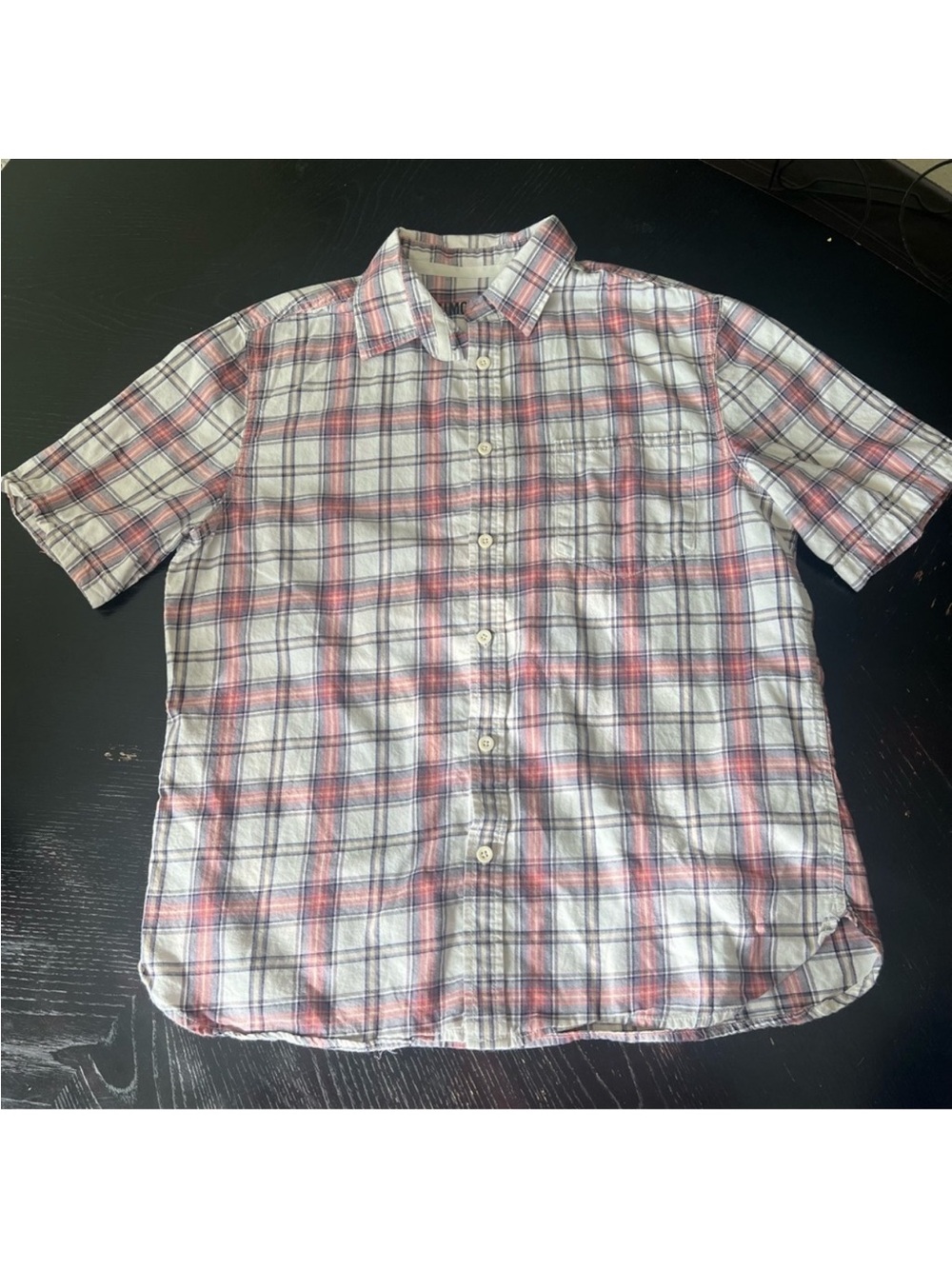 ✅ Mossimo Supply Co. orange and Blue Plaid Casual button down Shirt